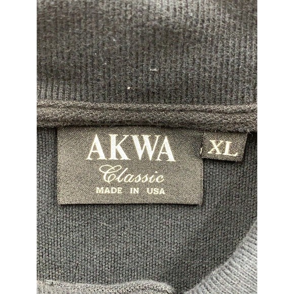 VTG Akwa Classic Polo Shirt 1/4 Button Navy Men's Size XL Workwear Company Logo - Picture 8 of 10
